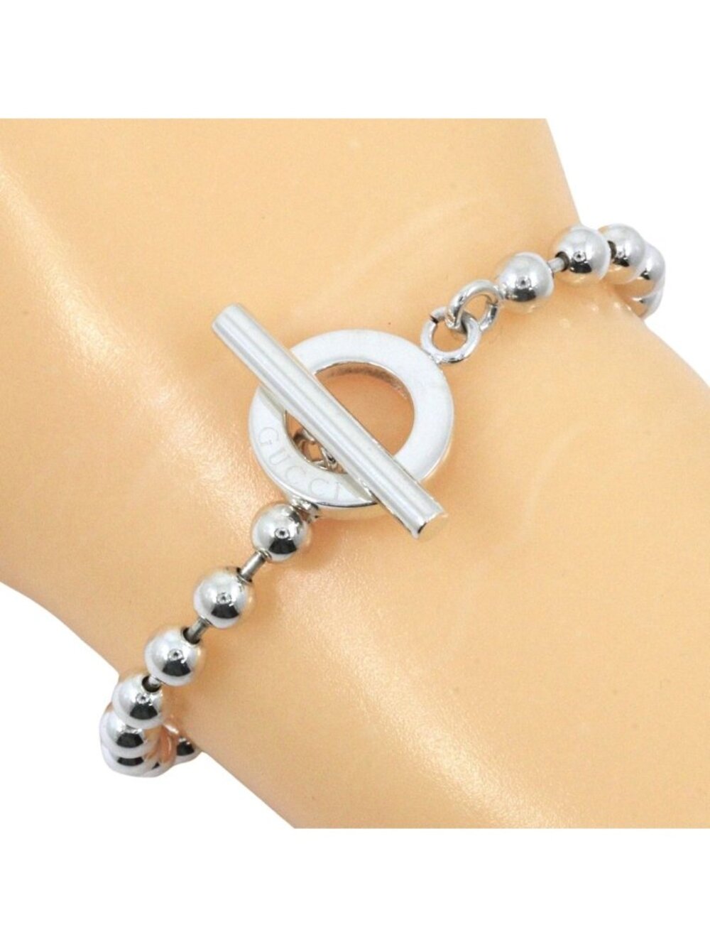 Gucci Toggle Ball Chain 925 Sterling Silver Bracelet